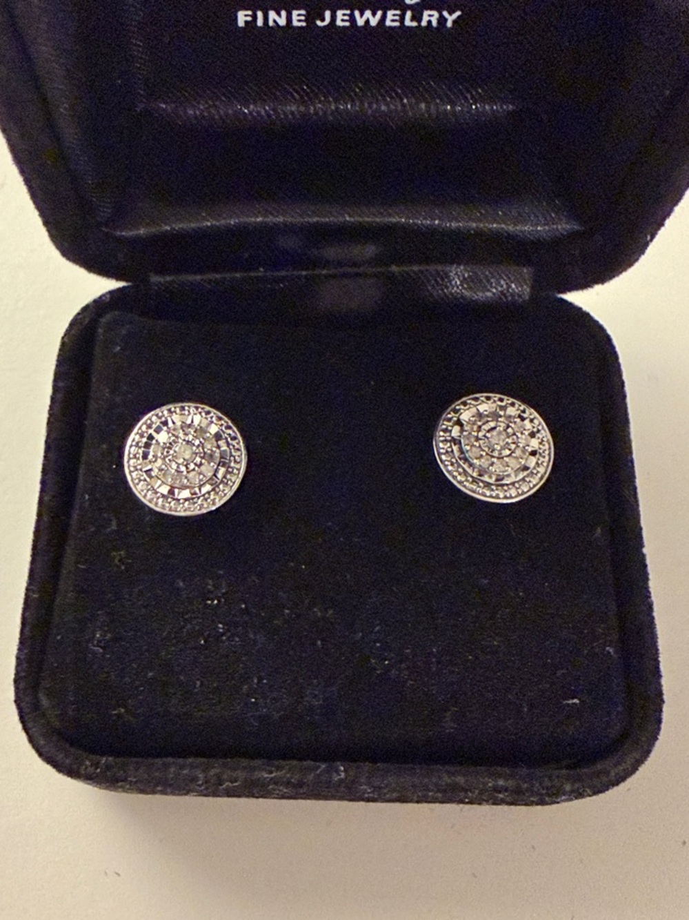 Crystal Halo Round Stud Earrings in Silver Tone
